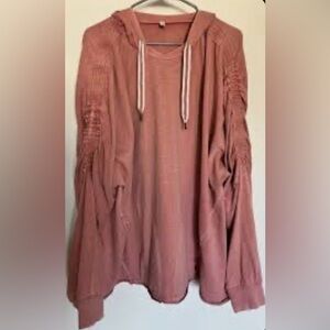 Free  people movement pink Cayuga hooded pullover tunic sweatshirt hoodie